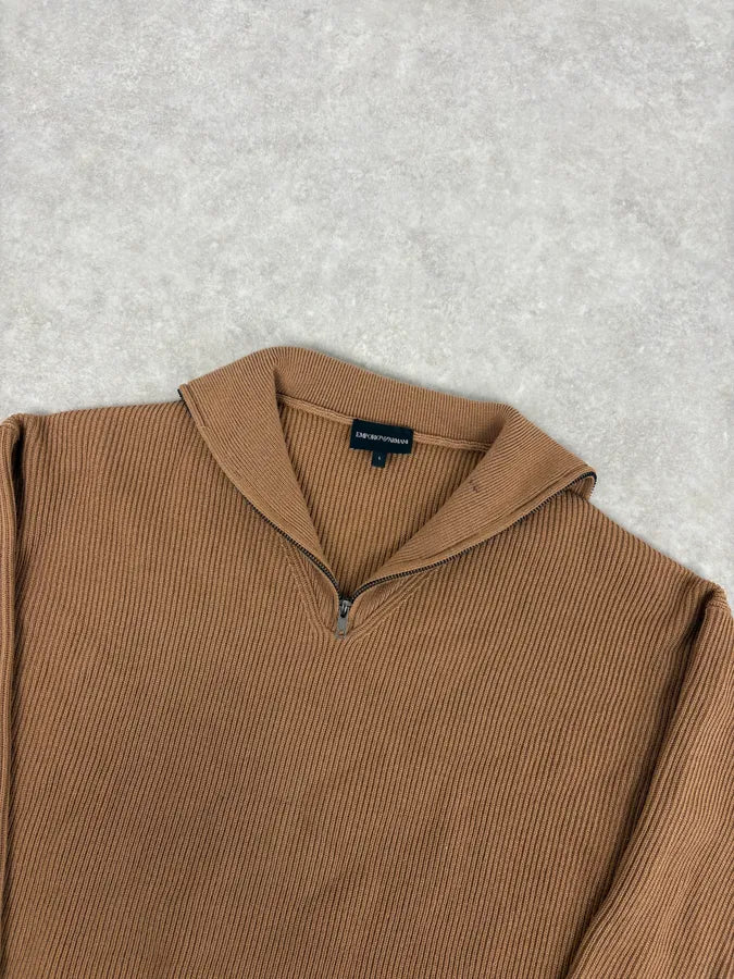 2000s Emporio Armani Zip-Up Beige Sweater VuhFcHk 4
