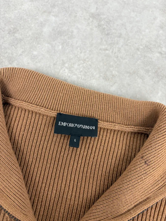 2000s Emporio Armani Zip-Up Beige Sweater VuhFcHk 5