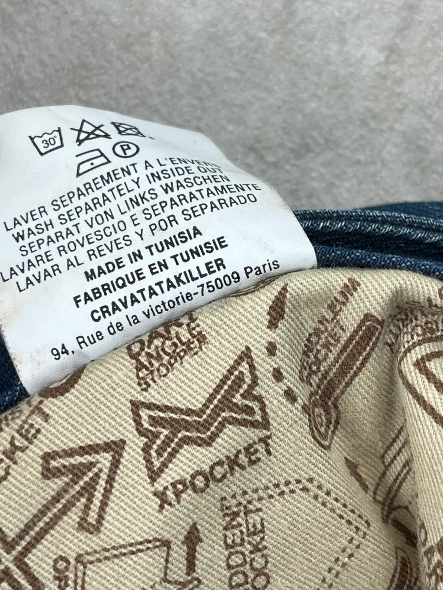 2000s End Navy Plissed Denim Jeans UqOBxWt 15