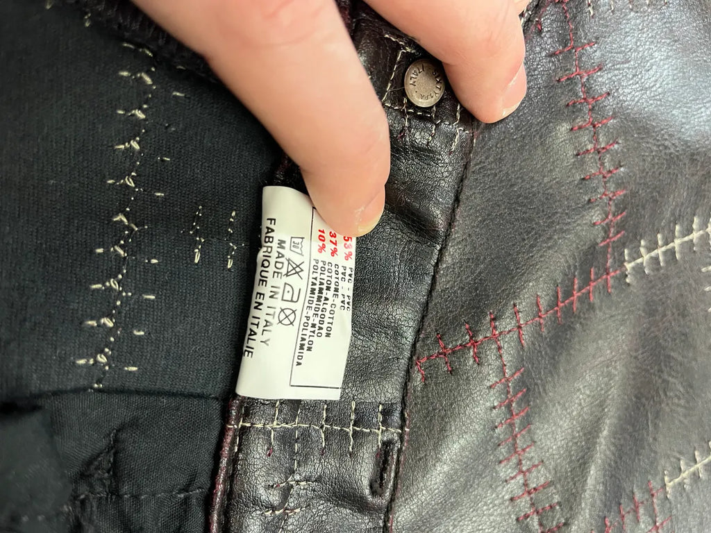 2000s Energie Brown Embroidered Leather Pants (M) 7