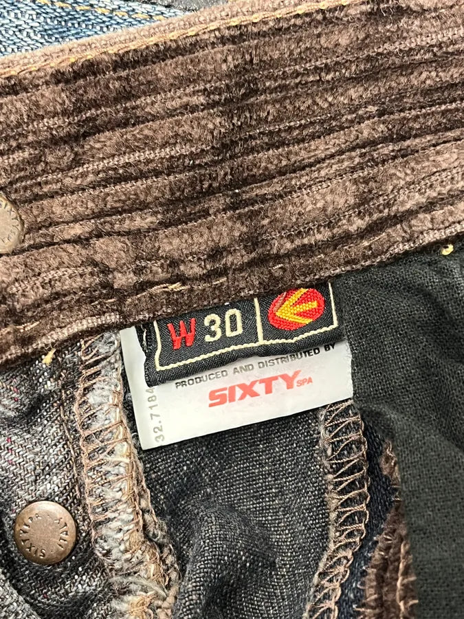 2000s Energie Hybrid Denim & Velvet Blue Brown Pants EoAHjft 11