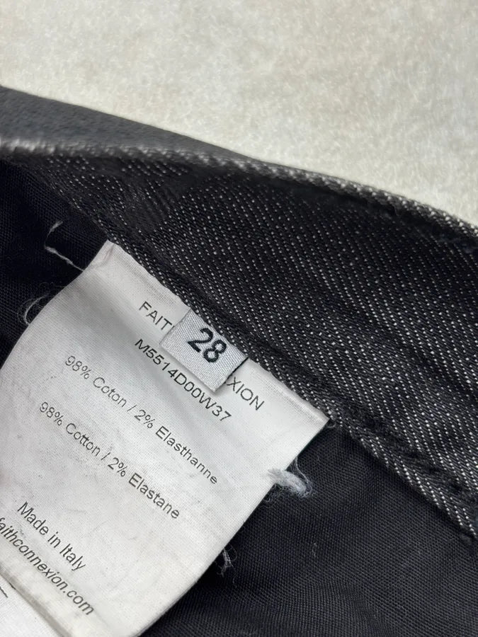 SS2014 Faith Connexion Waxed Slim Black Denim Jeans HJLowqP 11