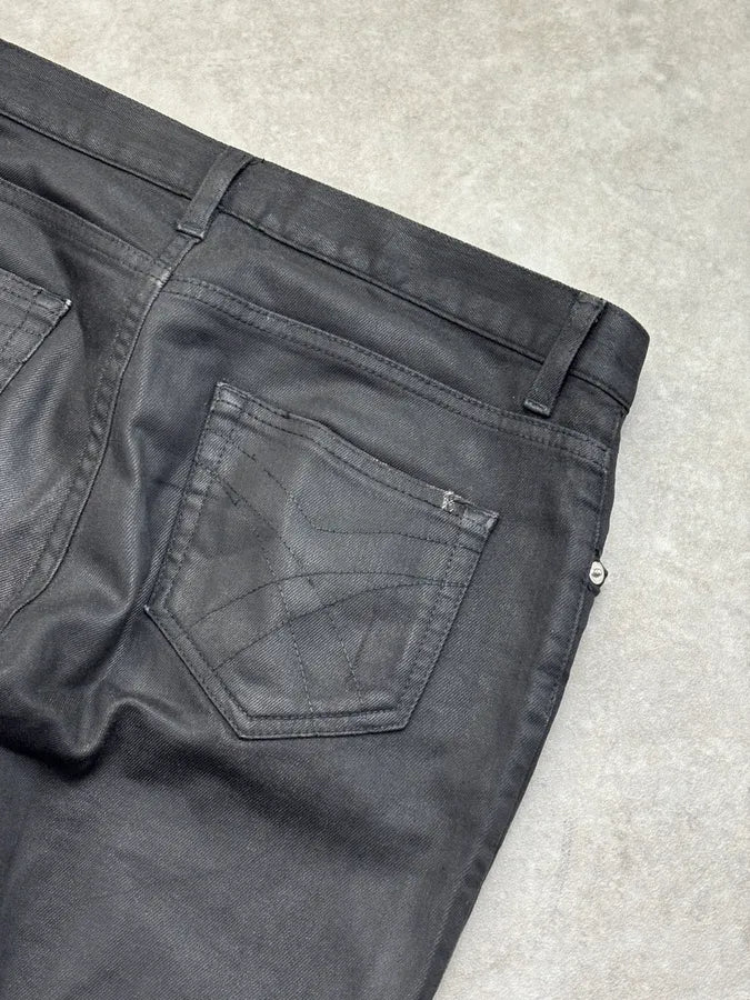 SS2014 Faith Connexion Waxed Slim Black Denim Jeans HJLowqP 7