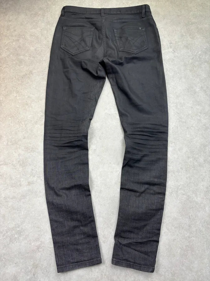 SS2014 Faith Connexion Waxed Slim Black Denim Jeans HJLowqP 5