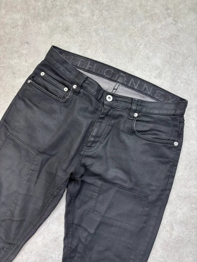 SS2014 Faith Connexion Waxed Slim Black Denim Jeans HJLowqP 4