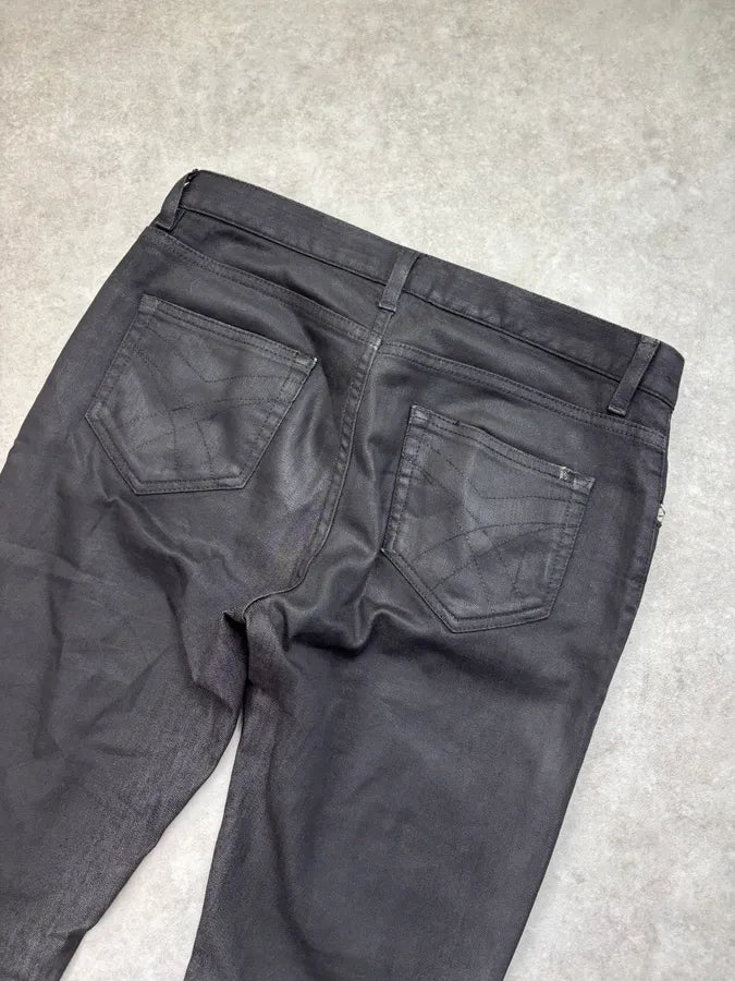 SS2014 Faith Connexion Waxed Slim Black Denim Jeans HJLowqP 6