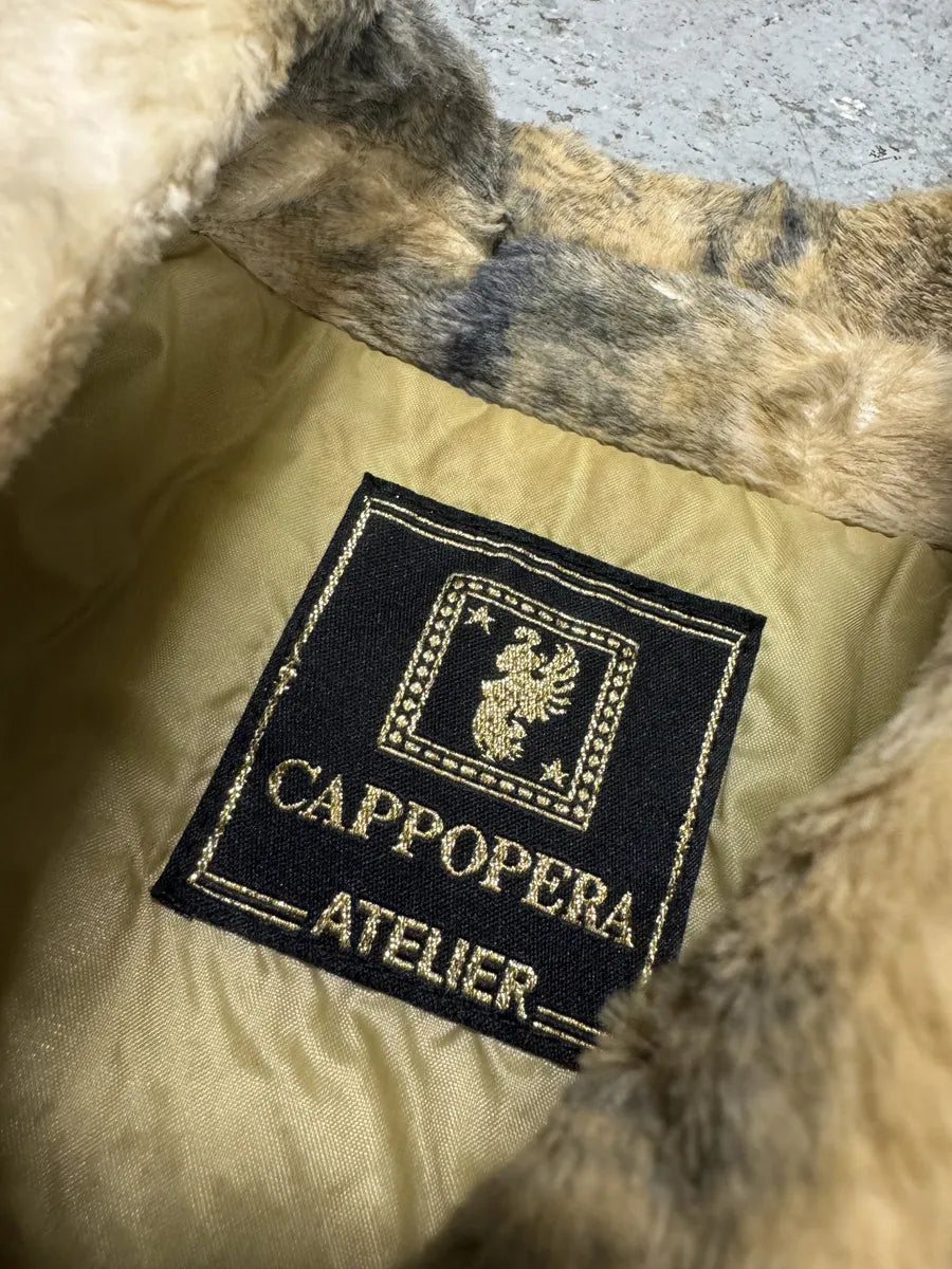 2000s Faux Fur Beige & Blue Irregular Jacket DwaCTxy 8