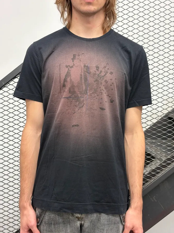 2000s Fendi Black Faded T-Shirt yOwUEoB 1