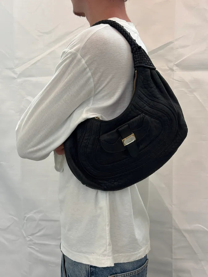 2000s Fendi Black Leather Spy Handle Bag cwfBIXd 1