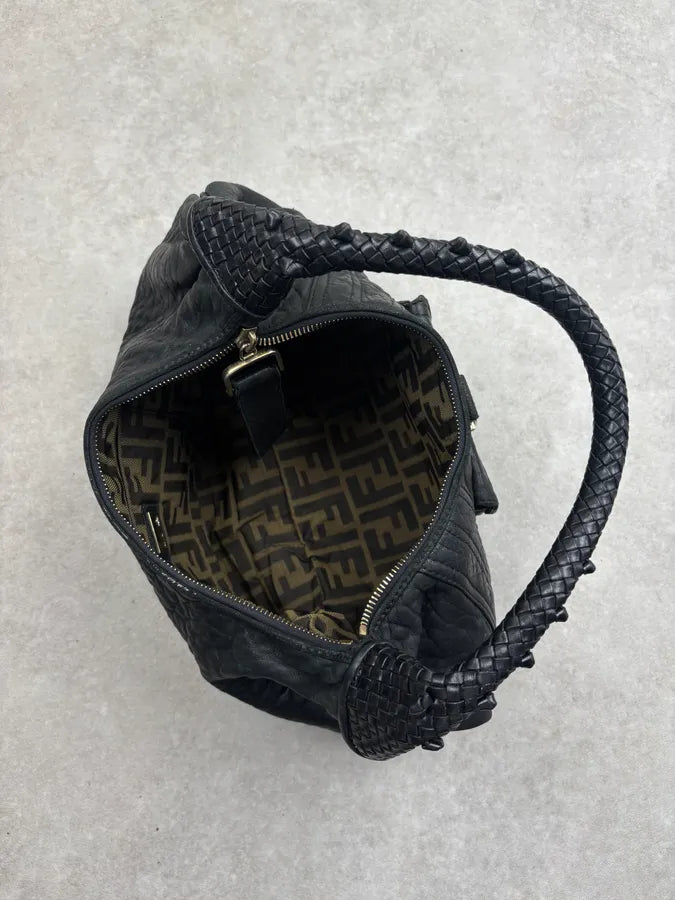 2000s Fendi Black Leather Spy Handle Bag cwfBIXd 15