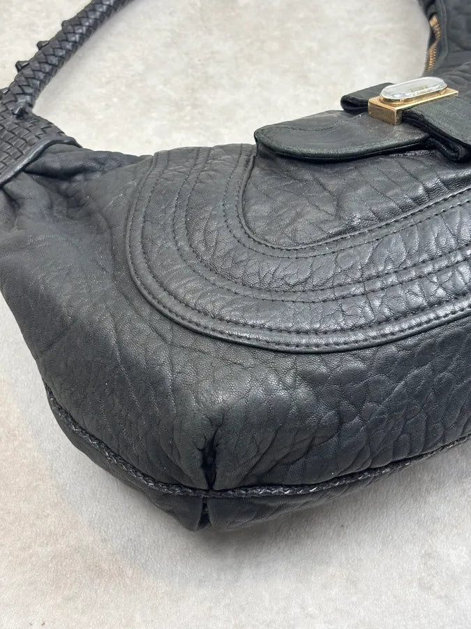 2000s Fendi Black Leather Spy Handle Bag cwfBIXd 7