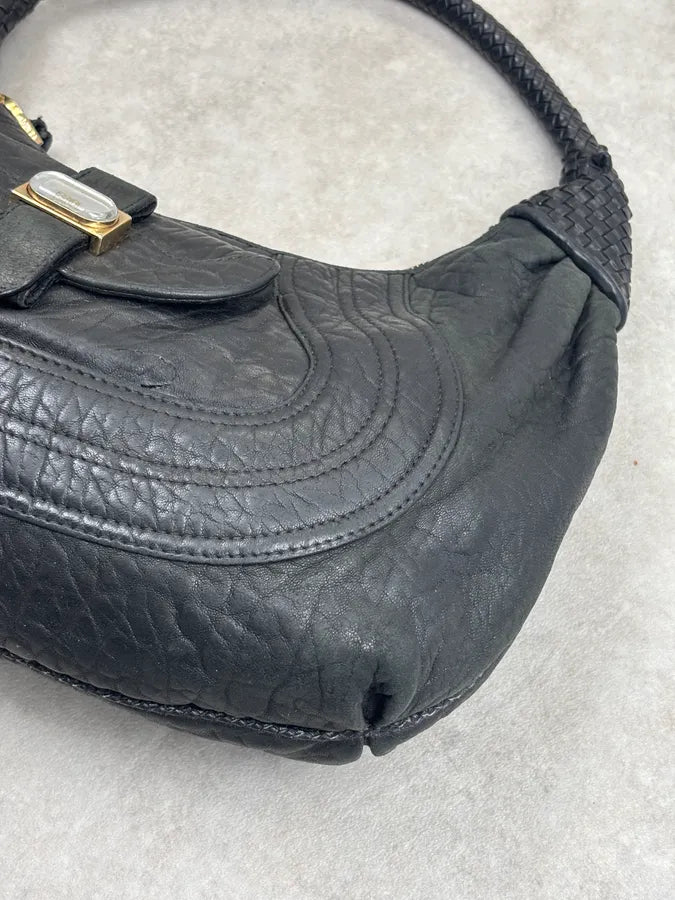 2000s Fendi Black Leather Spy Handle Bag cwfBIXd 6