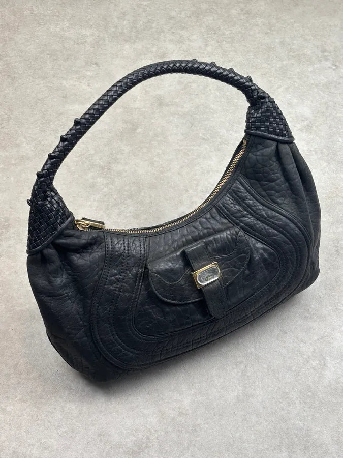 2000s Fendi Black Leather Spy Handle Bag cwfBIXd 0