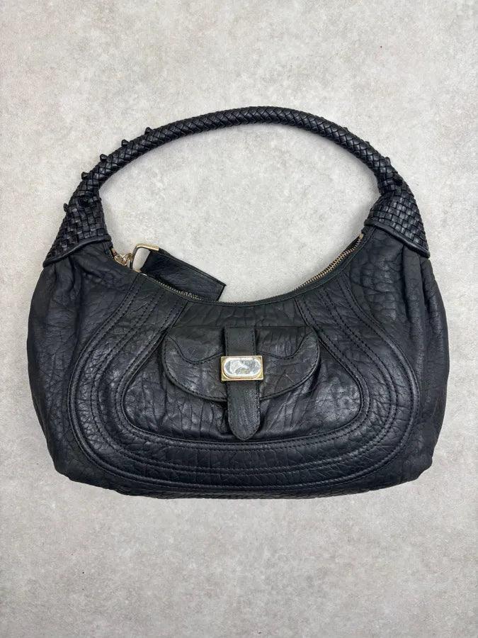 2000s Fendi Black Leather Spy Handle Bag cwfBIXd 3