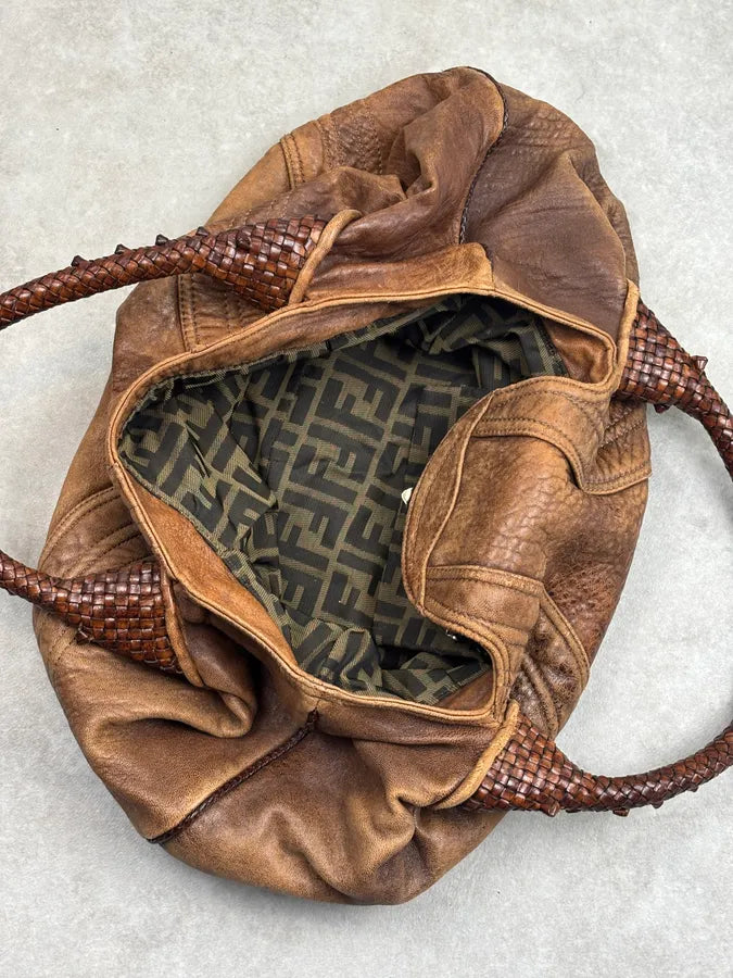 2000s Fendi Brown Leather Spy Shoulder Bag XjiyXzp 17