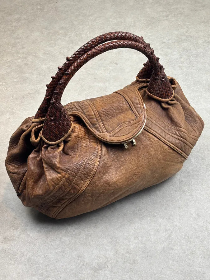 2000s Fendi Brown Leather Spy Shoulder Bag XjiyXzp 0