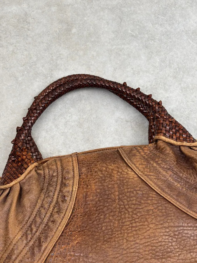 2000s Fendi Brown Leather Spy Shoulder Bag XjiyXzp 12