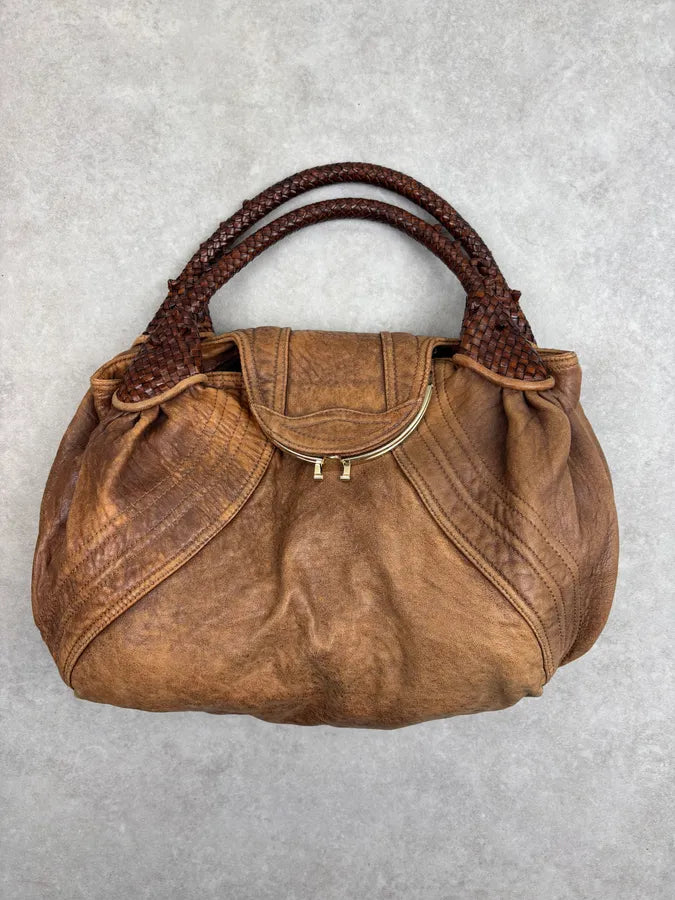 2000s Fendi Brown Leather Spy Shoulder Bag XjiyXzp 5