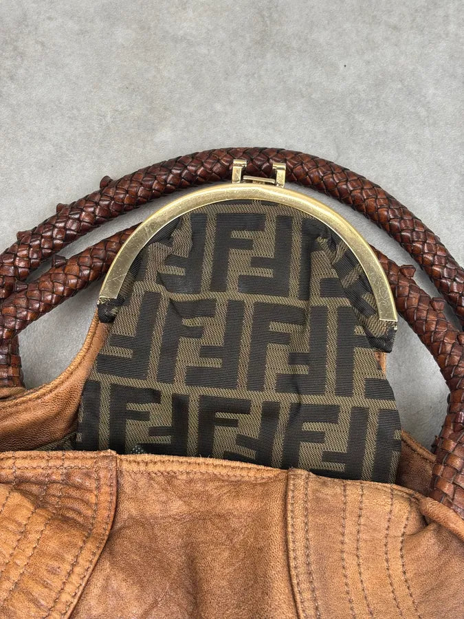 2000s Fendi Brown Leather Spy Shoulder Bag XjiyXzp 6