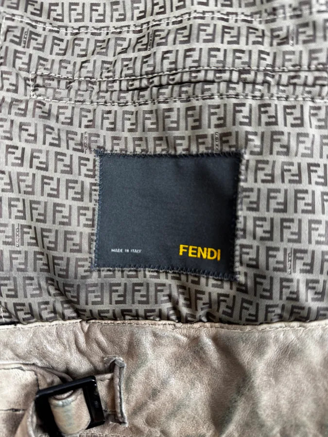 2000s Fendi Patchwork Shearling Beige Leather Jacket sYfdnwC 14