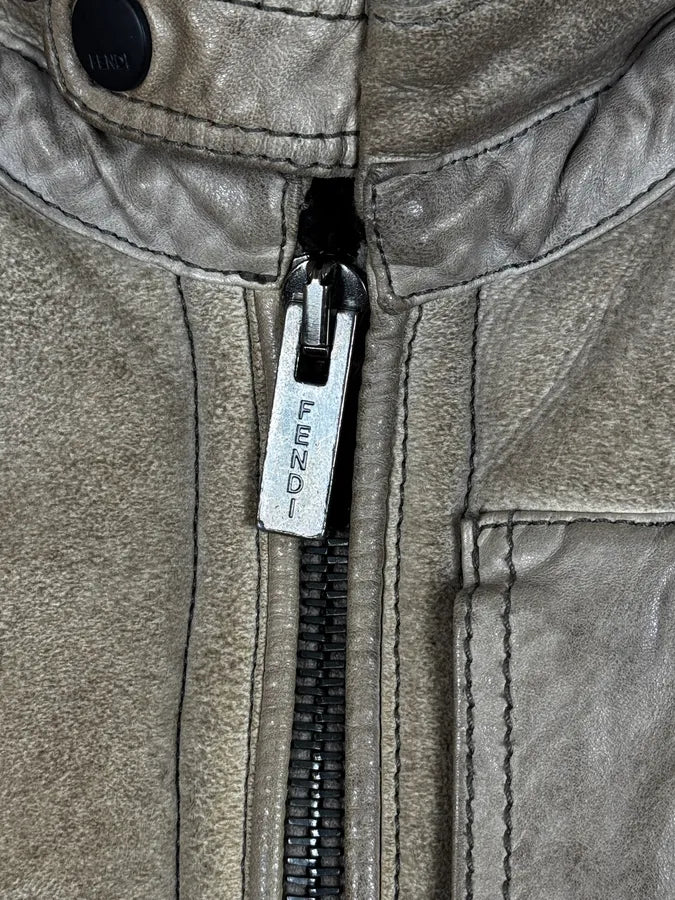 2000s Fendi Patchwork Shearling Beige Leather Jacket sYfdnwC 10