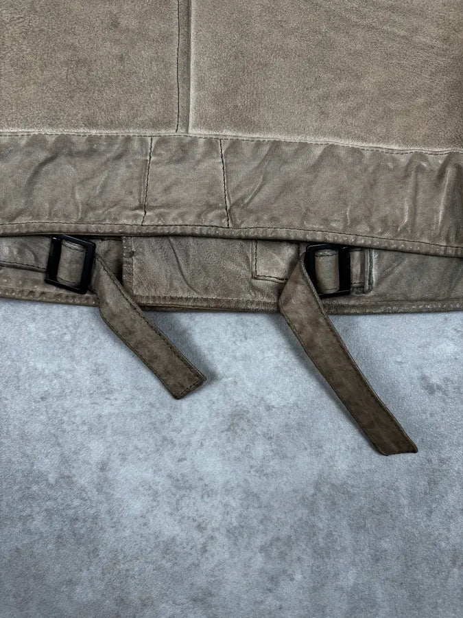 2000s Fendi Patchwork Shearling Beige Leather Jacket sYfdnwC 9