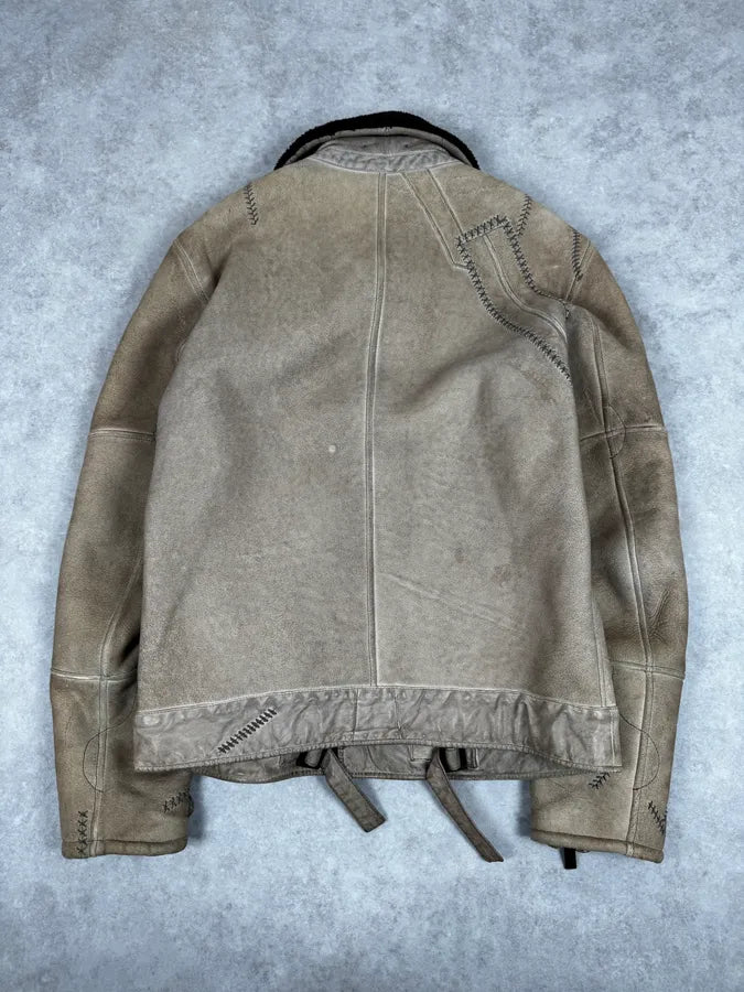 2000s Fendi Patchwork Shearling Beige Leather Jacket sYfdnwC 1