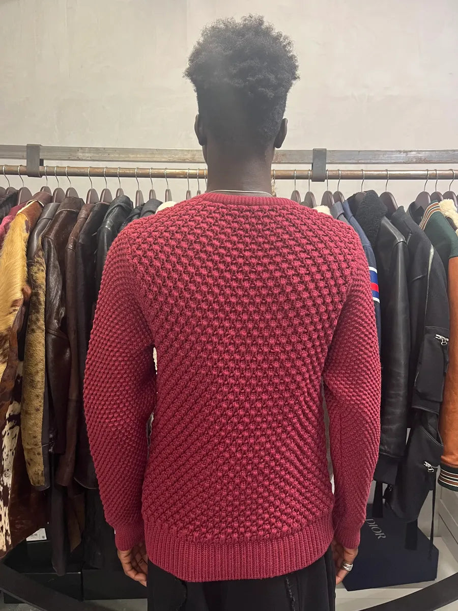 2000s Ferragamo Waffled Bordeaux Crewneck Sweater GcUNGoP 3