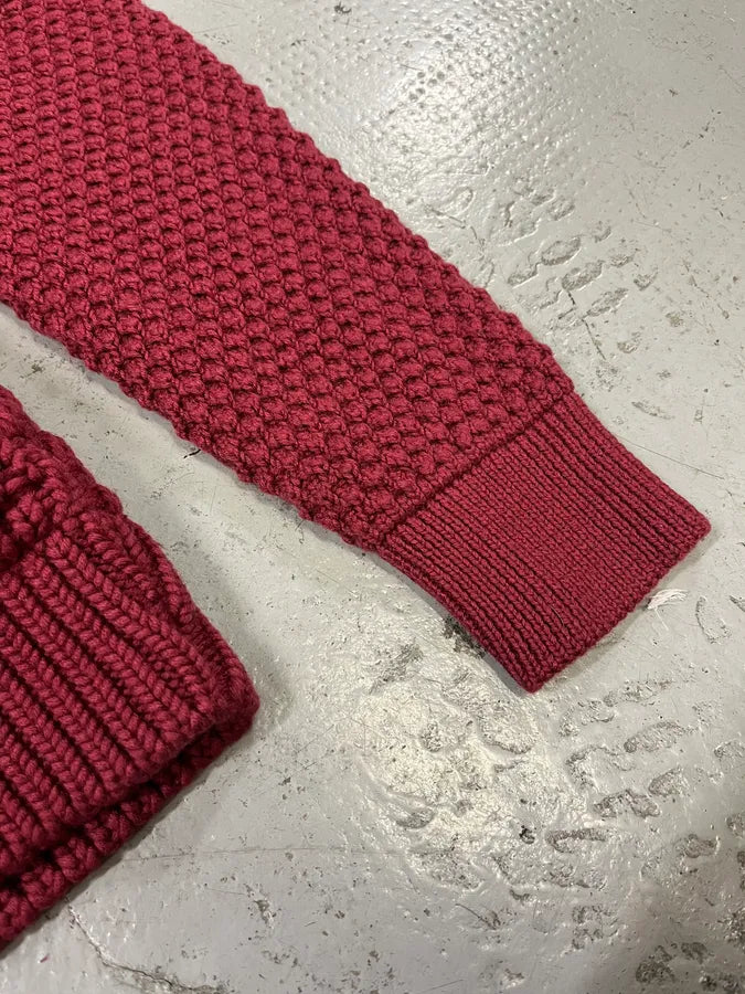 2000s Ferragamo Waffled Bordeaux Crewneck Sweater GcUNGoP 5