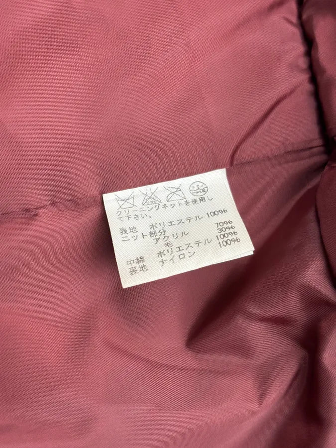 2000s Final Home Pink & Red Wool Puffer Quilted Vest cOtbLwQ 9