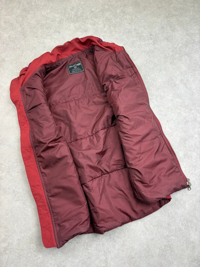 2000s Final Home Pink & Red Wool Puffer Quilted Vest cOtbLwQ 6