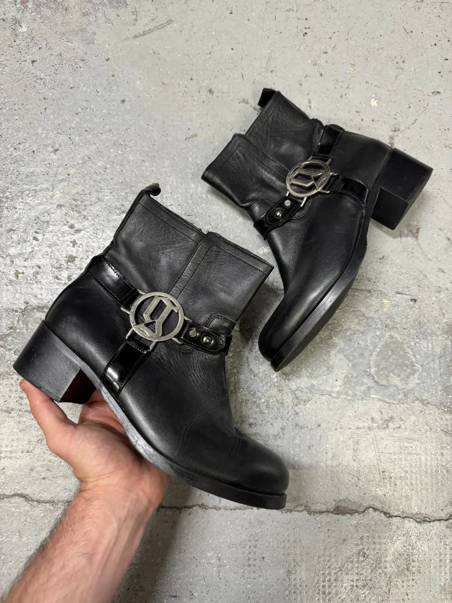 2000s Galliano Black Buckle Leather Boots GPgIgsl 0