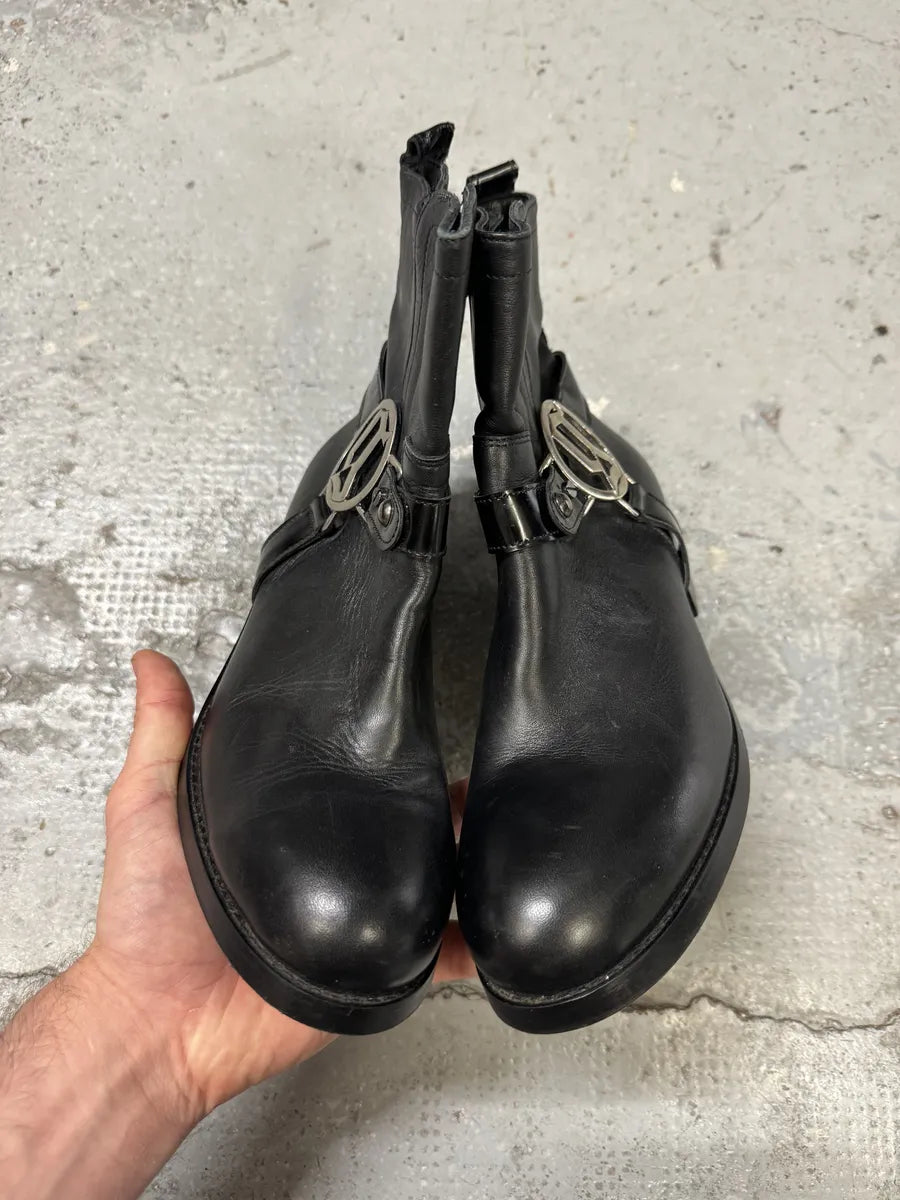 2000s Galliano Black Buckle Leather Boots GPgIgsl 8