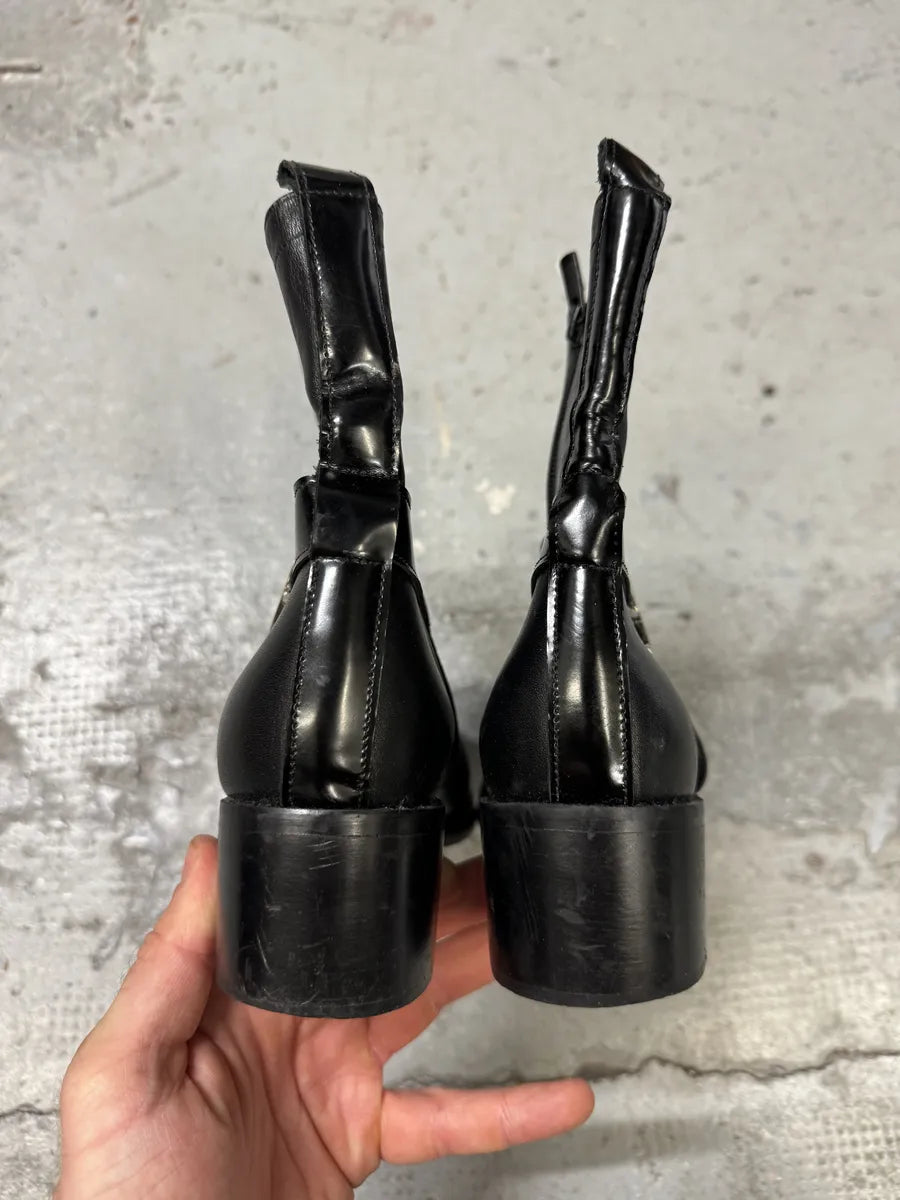 2000s Galliano Black Buckle Leather Boots GPgIgsl 9