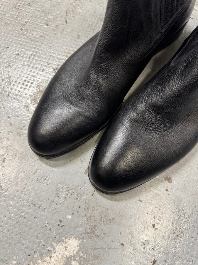 2000s Galliano Black Leather Ankle Boots (45eu/us11) sadXezL 2