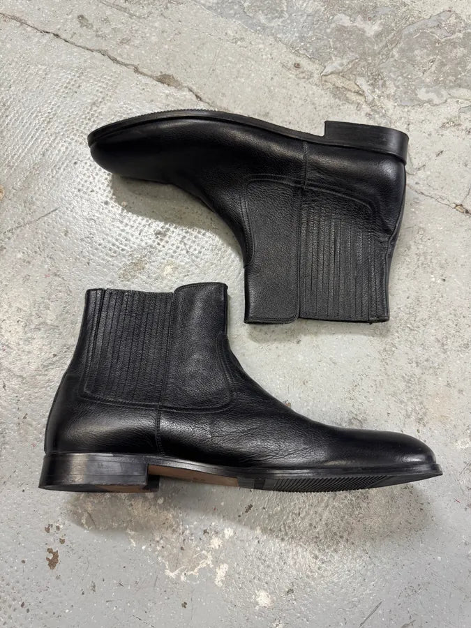 2000s Galliano Black Leather Ankle Boots (45eu/us11) sadXezL 4