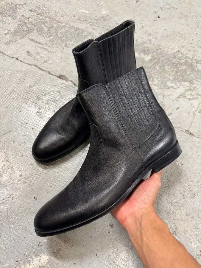 2000s Galliano Black Leather Ankle Boots (45eu/us11) sadXezL 5