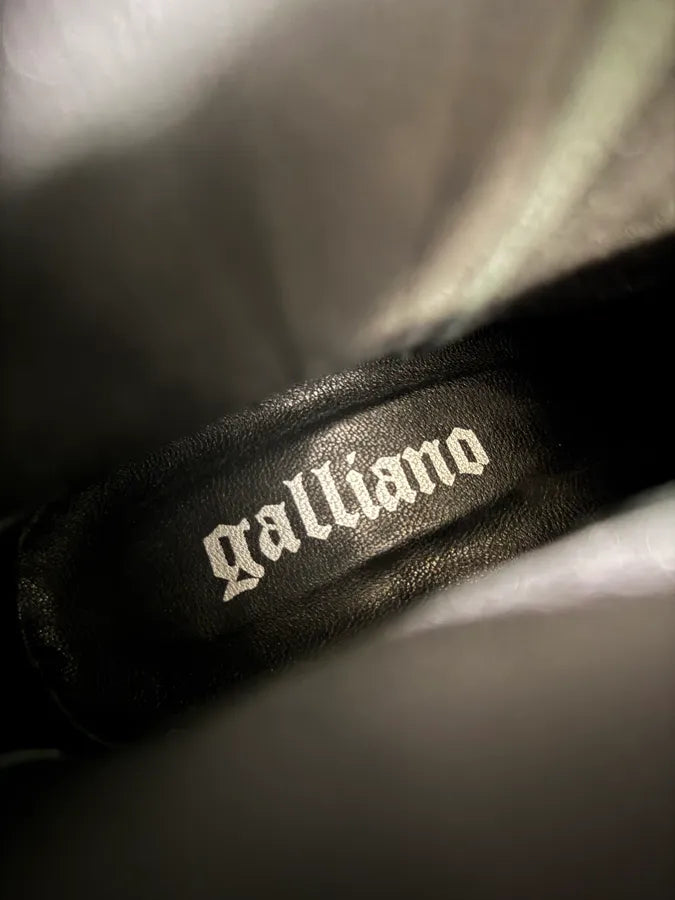 2000s Galliano Black Leather Ankle Boots (45eu/us11) sadXezL 9