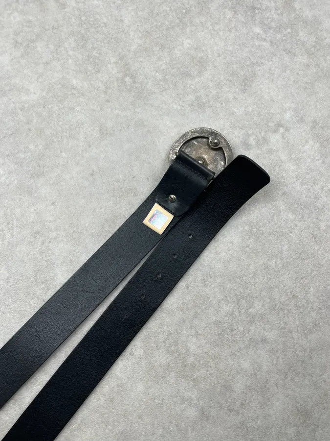 2010s Galliano Black Leather Studded Buckle Belt DOSLscM 4