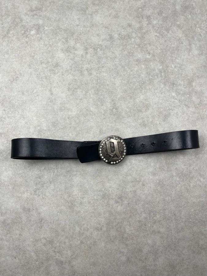2010s Galliano Black Leather Studded Buckle Belt DOSLscM 5