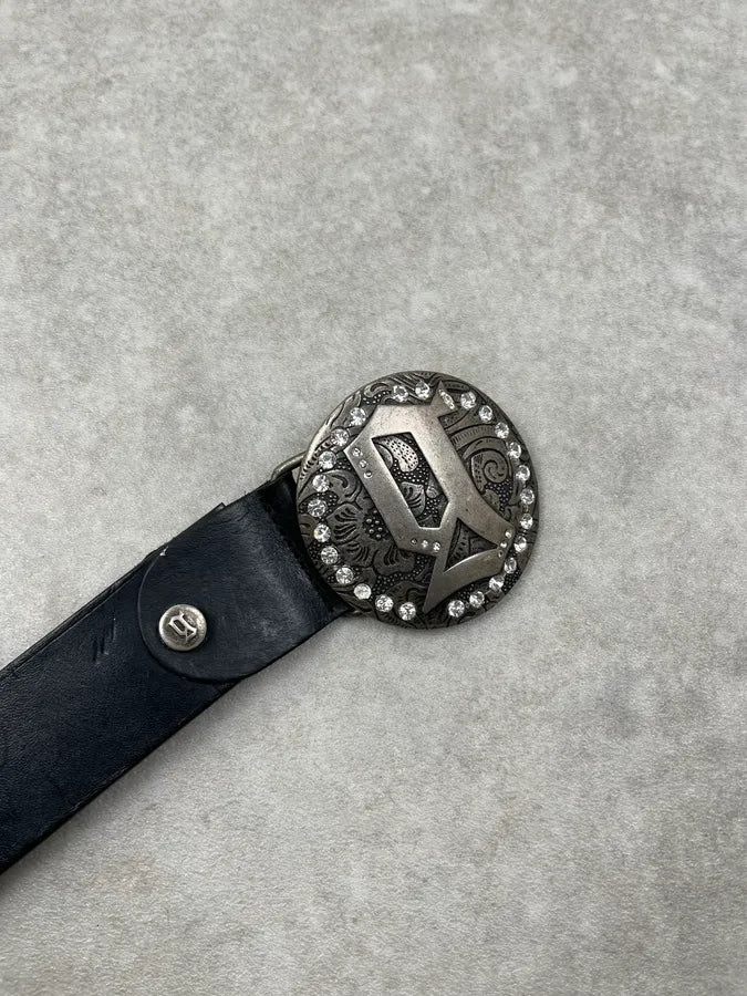 2010s Galliano Black Leather Studded Buckle Belt DOSLscM 7
