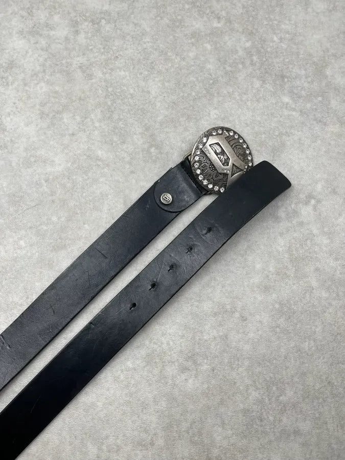 2010s Galliano Black Leather Studded Buckle Belt DOSLscM 3