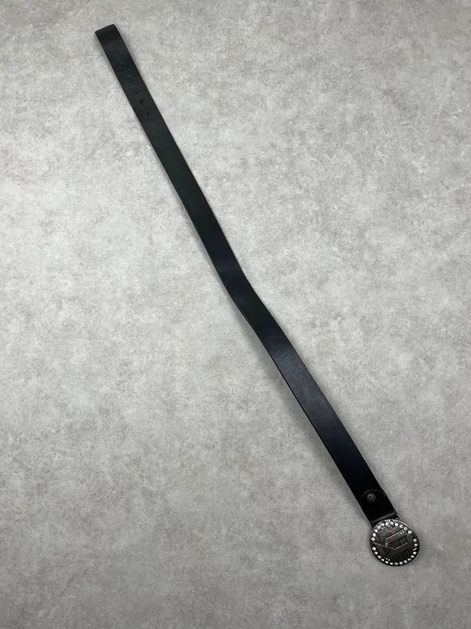 2010s Galliano Black Leather Studded Buckle Belt DOSLscM 6