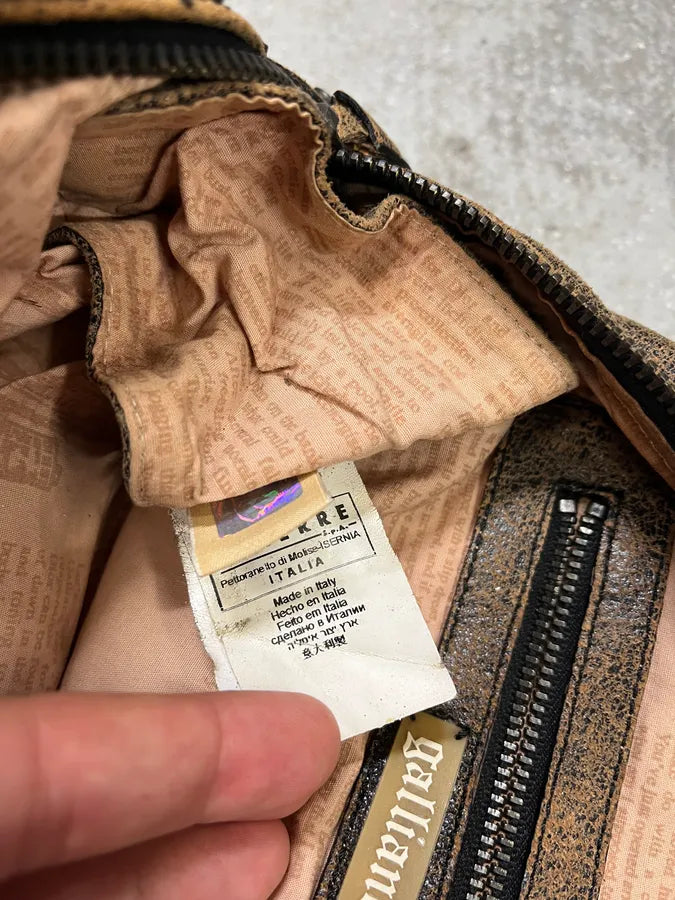 2000s Galliano Brown Cracked Leather Money Handle Bag (OS) tFyuTRh 10