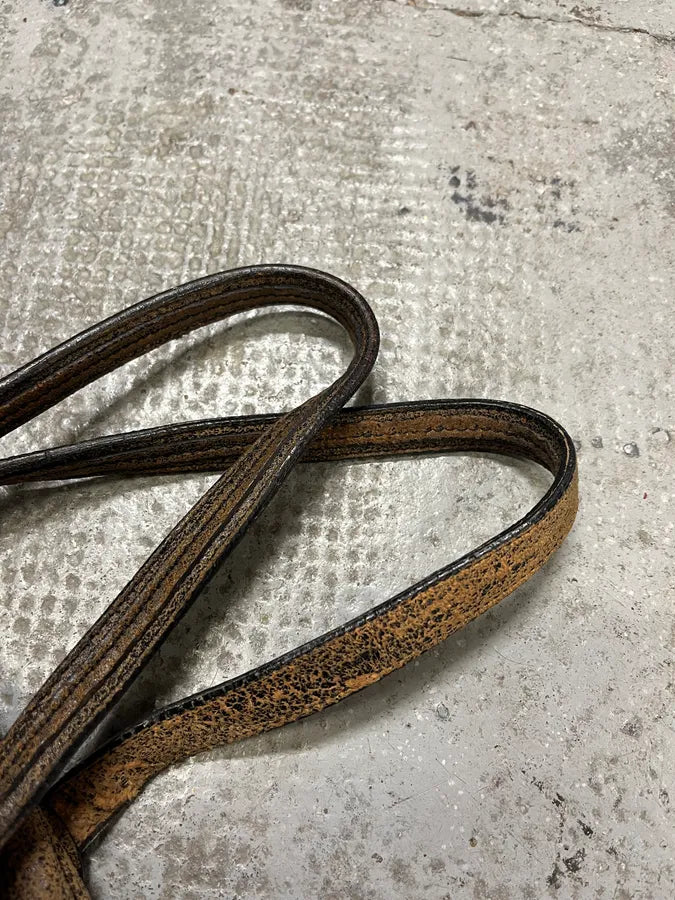 2000s Galliano Brown Cracked Leather Money Handle Bag (OS) tFyuTRh 4