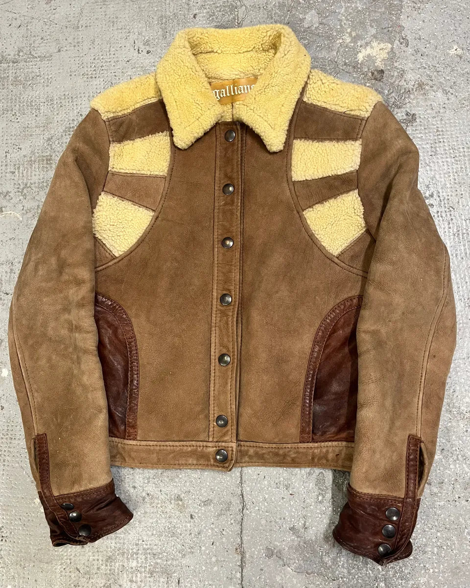 2000s Galliano Brown Leather Shearling Fur Jacket (M/L) lrxhMAH 0