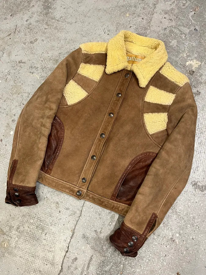 2000s Galliano Brown Leather Shearling Fur Jacket (M/L) lrxhMAH 3