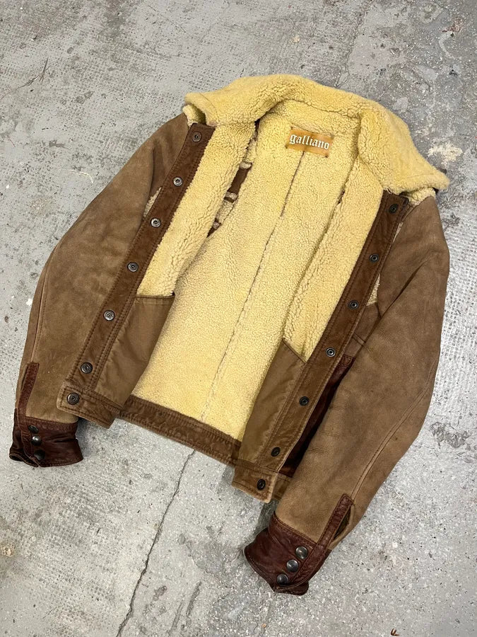 2000s Galliano Brown Leather Shearling Fur Jacket (M/L) lrxhMAH 4