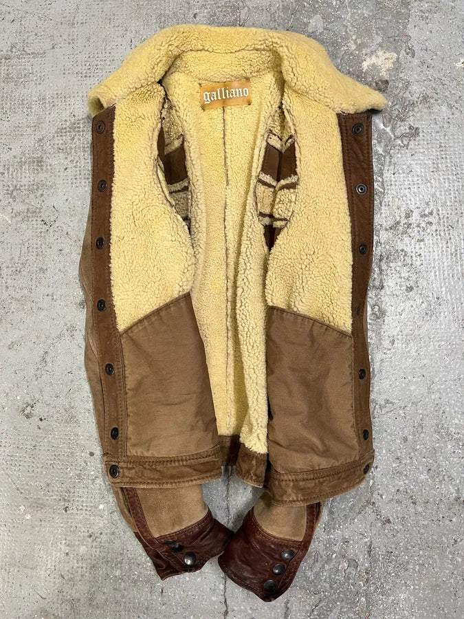 2000s Galliano Brown Leather Shearling Fur Jacket (M/L) lrxhMAH 5