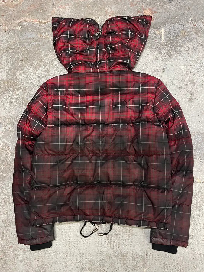 2000s Galliano Checkered Red & Dark Puffer Jacket (M) GPasDZW 1